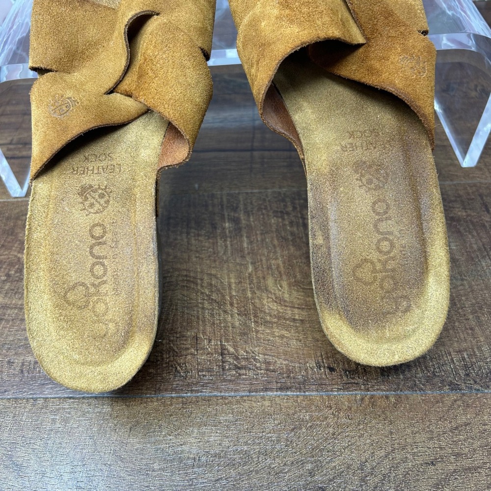 Womens Yokono Suede Criss-Cross Toe Loop Cork Slide Sandals Brown EU39 - Picture 11 of 14